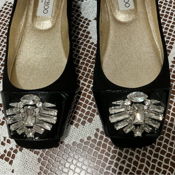 Jimmy Choo Black and Silver Embellished Flats - Picture 11 of 12
